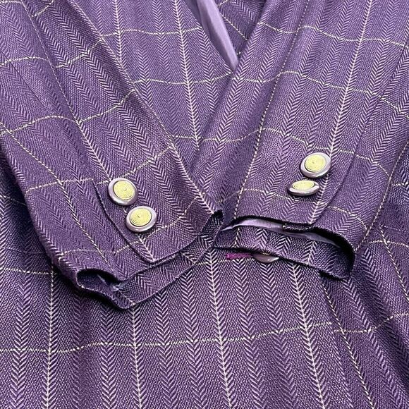 Worthington NWT purple window check double breasted blazer size 16 - Picture 13 of 14
